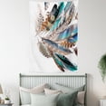 thumbnail image 4 of Feathers Tapestry, Vaned Types and Natal Contour Flight Bird Feathers and Animal Skin Element Print, Wall Hanging for Bedroom Living Room Dorm Decor, 60W X 80L Inches, Teal Brown, by Ambesonne, 4 of 5