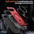 thumbnail image 3 of for Google Pixel 9A Case,Compatible with MagSafe,2 Pack Glass Screen Protector,Built-in KickStand Grip Ring,Heavy Duty Military Grade Shockproof Rugged Phone Cover For Pixel 9A 6.3"(Red), 3 of 5