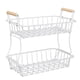 thumbnail image 4 of Cesta de frutas para encimera, recipiente para servir, gran capacidad, 2 niveles, almacenamiento de alambre metálico Blanco, 4 of 9
