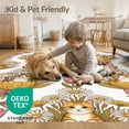 thumbnail image 4 of ODIKA 8'x10' Washable Area Rug Non-Slip Chair-Friendly Mat Cartoon Kittens Ribbon Bows Blooming Flower Border Boho Cute Refined Structured for Dining Room, Large Office, Lounge, 4 of 7