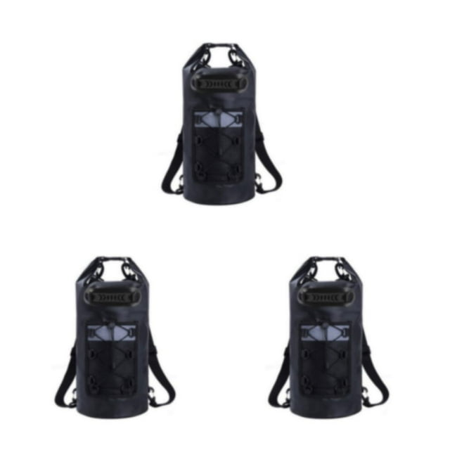 Smilepp PVC Waterproof Dry Backpack Stay Prepared And Enjoy Every Outdoor Activity Fashionable Appearance black 3Set