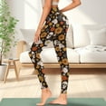 thumbnail image 3 of COEQINE Women Breathable Yoga Leggings with Pockets Tummy Control Buttery Soft High Waisted Gym Pants No See Through Comfortable Tights, Skull Daisy Floral Spider Web, S, 3 of 7
