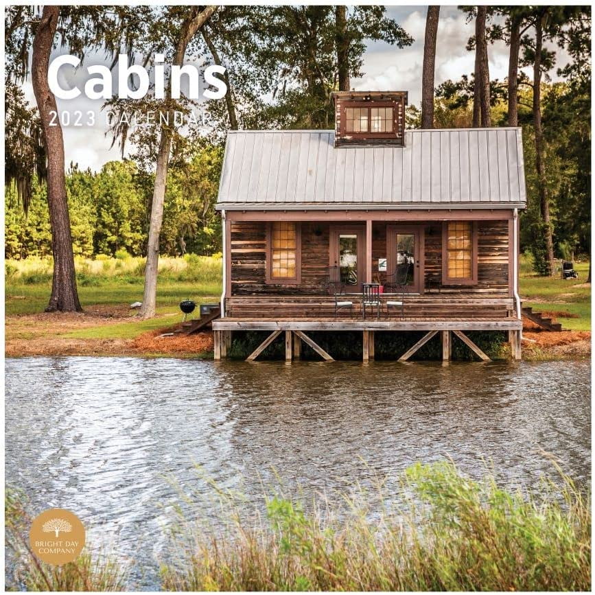 2023 Cabins Monthly Wall Calendar by Bright Day, 12 x 12 Inch, Country Side Camping