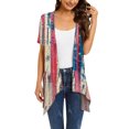 thumbnail image 1 of Lenago Summer Plus Size Tank Tops Women Casual Printed Short Sleeve Cardigans Drape Open Front Lightweight Summer High Low Hem Tops 4th of July Outfits for Women, 1 of 4