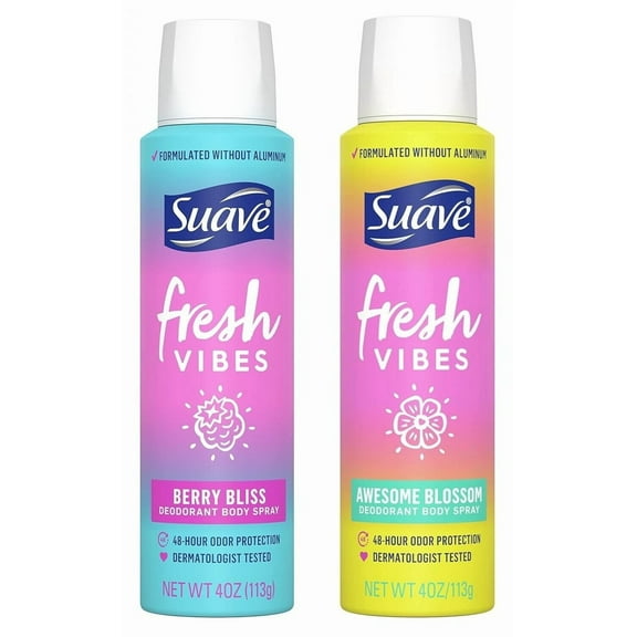 Suave Fresh Vibes 48hr Deodorant Body Spray Protect Berry Bliss & Fresh Vibes  2 Pack