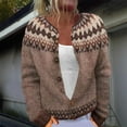 thumbnail image 2 of VISALY Cropped Cardigan Long Sleeve Cardigan Women Ethnic Style Sweater Knitted Sweater Cardigan Sweater Jacket Button Down Cardigans Boho Cardigans Coffee S, 2 of 4