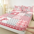 thumbnail image 3 of jejeloiu Dirt Bike Twin Sheet Sets,Outdoor Extreme Sport Twin Fitted Sheet,Pink Geometric Checkered Flat Sheet Teens,Ultra Soft Home Decor,3 Pieces, 3 of 7