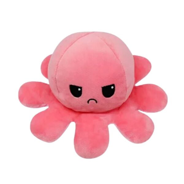 Pulpo Reversible Rosa Claro-Fuerte Emociones Feliz Enojado Peluche