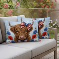 thumbnail image 4 of Independence Day Pillow Covers 2 Pack U. S. Flag Bow Cartoon Brown Cow Blue Red Poppy Pillowcase Waterproof Outdoor Throw Pillow Cover for Patio Balcony Rectangular Cushion 20”x12”, 4 of 9