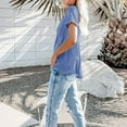 thumbnail image 2 of Casual Style Loose Short-sleeved Pockets Stitching Solid Color T-shirt Simple Natural Fashion Ladies Set Short Sleeves, 2 of 5