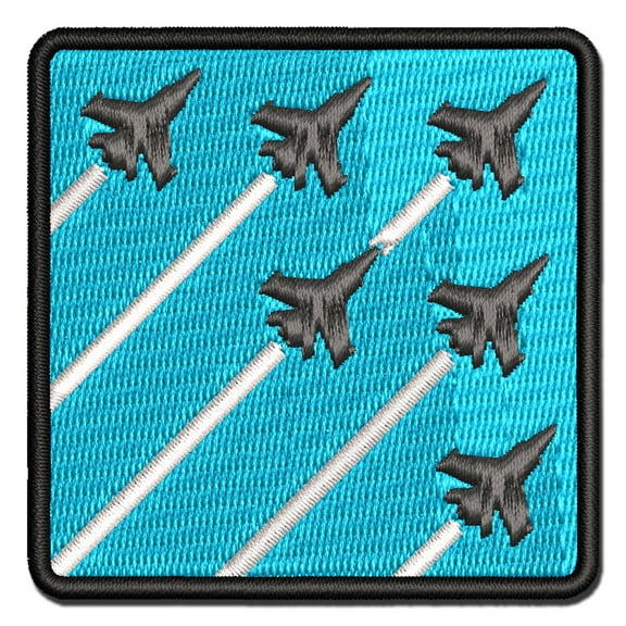 Fighter Jet Formation Applique Multi-Color Embroidered Iron-On Patch - 2.5 Inch Small