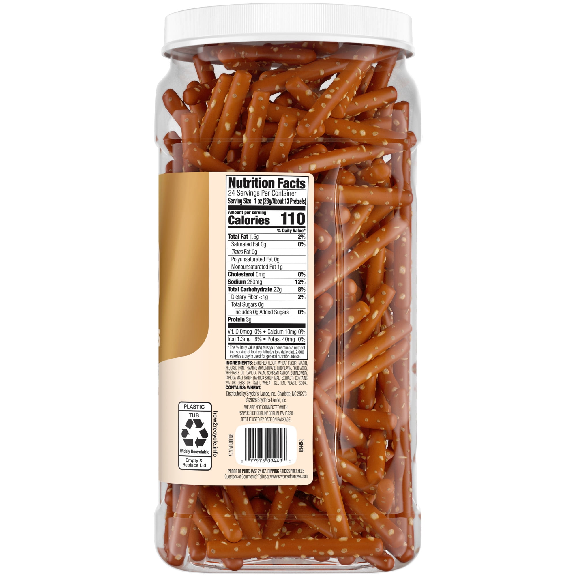 Snyder's of Hanover, Pretzel Dipping Sticks, 24 oz Canister