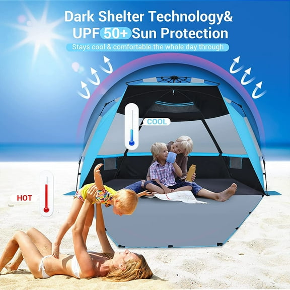 Deluxe XL - Beach Tent for 4-6 People, UPF 50   Shelter with Dark Shelter Technology