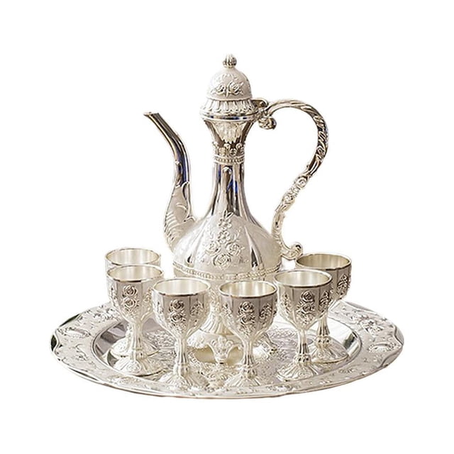 Juego de vino y licores europeos, dispensador de alcohol, copas de vino, elegante y lujoso frasco Rosa de plata