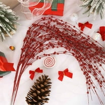 Christmas Glitter Berries Stems,40 Inch Christmas Artificial Glitter Berry Stems,Fake Christmas Picks Decorative Glitter Sticks for Christmas Tree DIY Wreath,Christmas Tree Decorations