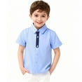 thumbnail image 2 of WRKEKC Boys Button Down Shirt Short Sleeve Striped Sailboat Embroidery Polka Dot Turn Down Collar Casual Summer 3-14 Years, 2 of 7