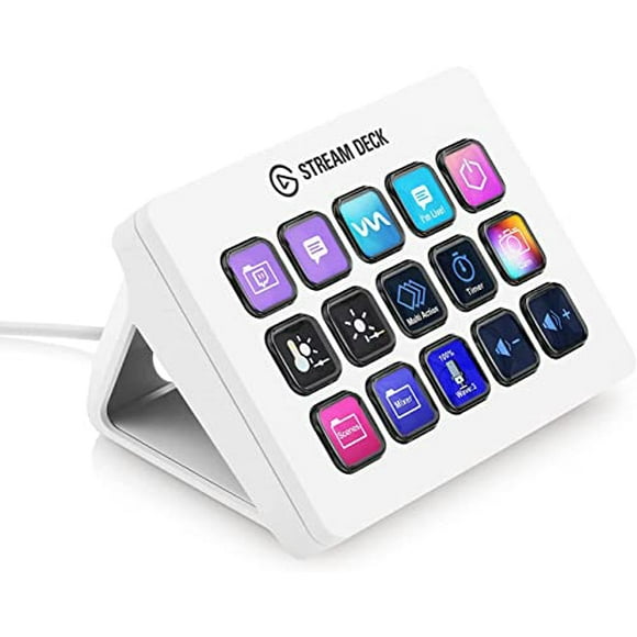 Elgato Stream Deck MK.2 White – Studio Controller, 15 Macro Keys, Trigger Actions in apps and Software Like OBS, Twitch, YouTube and More, Works with Mac and PC