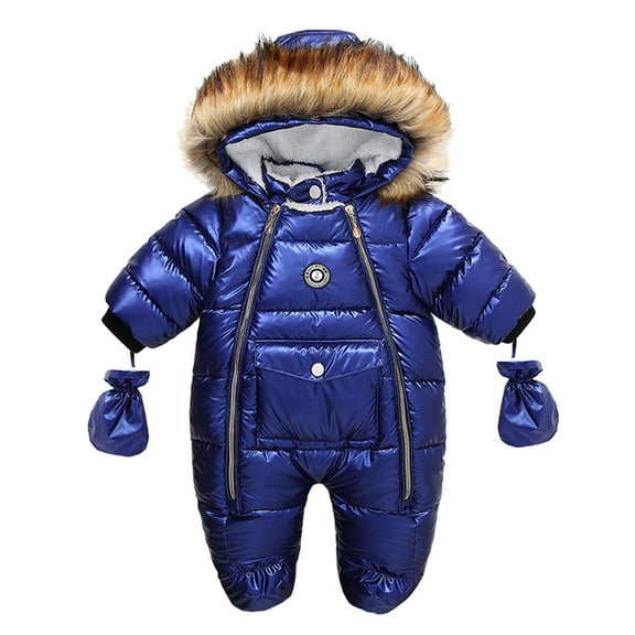 Naughtyhood 2 PC Boys Girls Clearance Fashion Solid Color Onesie Thickening Keep Warm Outdoor Jumpsuit Gloves Set