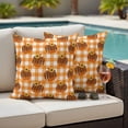 thumbnail image 4 of Leopard Pumpkin Fall Outdoor Waterproof Pillow Covers, Thanksgiving Orange Buffalo Check Decorative Square Throw Pillowcase Sofa Cushion Sham for Patio/Couch/Chair, 20"x20" 2 Pack, 4 of 8