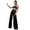 Black, variant on Sequin Pants Women Sparkle Wide Leg Flare Elastic High Waist Disco Glitter Pants Silver 4(S)