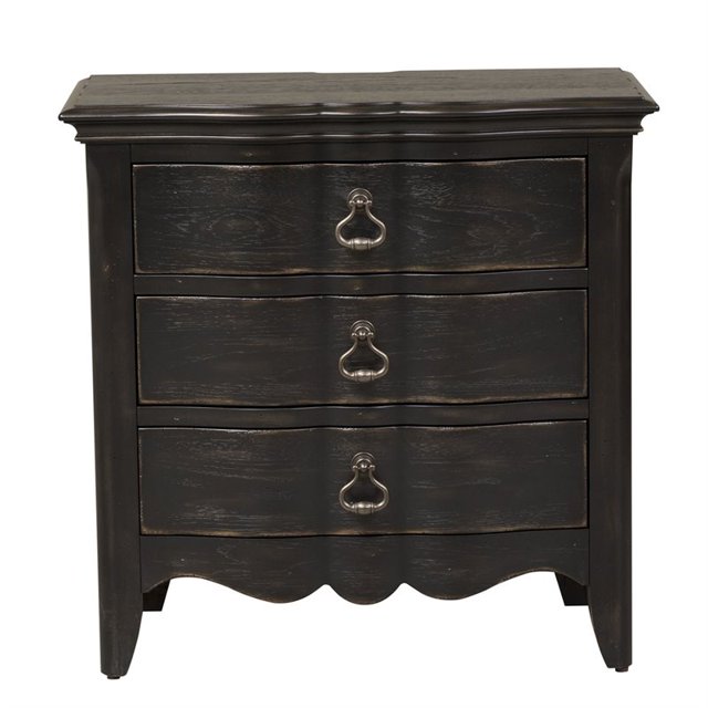 Chesapeake Black 3 Drawer Night Stand w/ Charging Station
