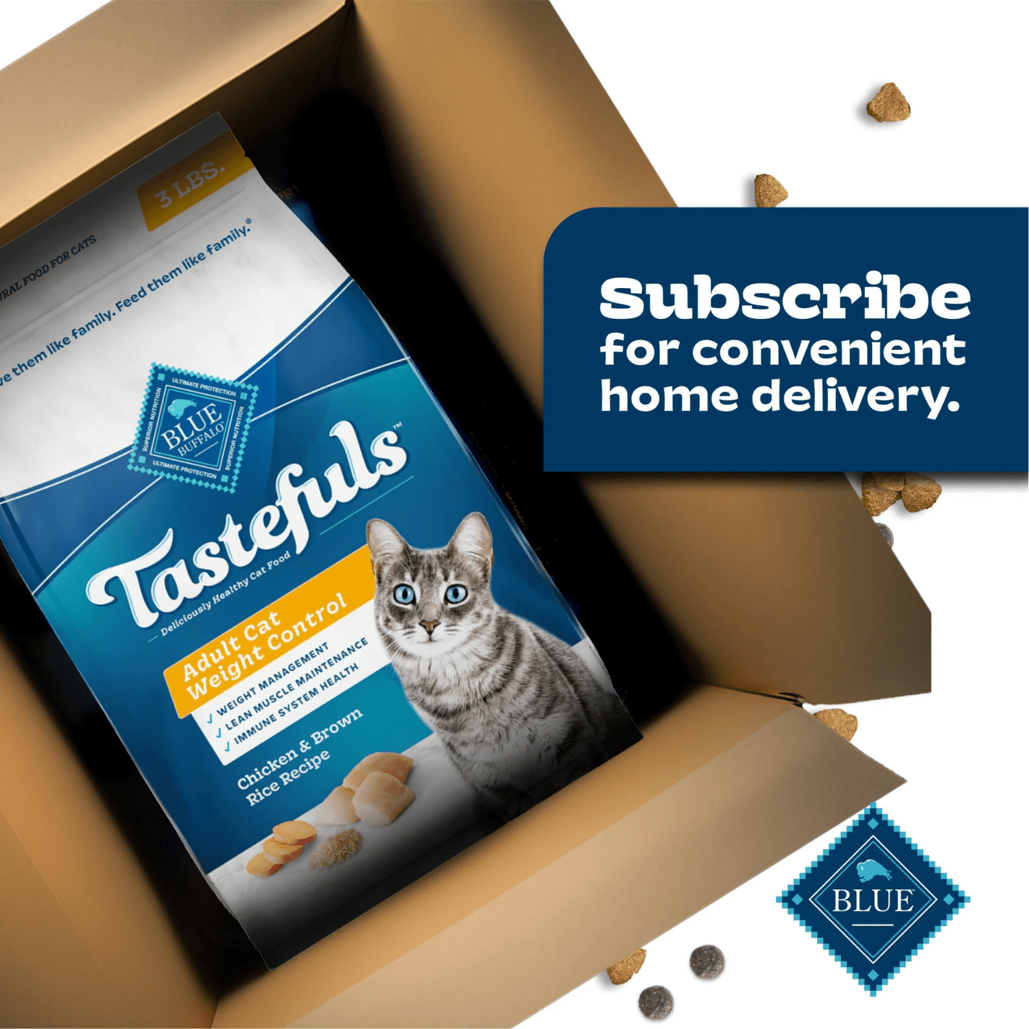 Nourriture sèche naturelle pour chats Blue Buffalo Tastefuls, contrôle du poids