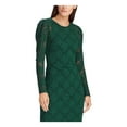 thumbnail image 3 of RALPH LAUREN Womens Green Long Sleeve Above The Knee Sheath Dress Size: 10, 3 of 4