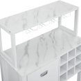 thumbnail image 6 of FESTIVO 32 in. White Wood Buffet Bar Cabinet Shelf Storage with Wine Rack with Marbling Pattern Countertop, 6 of 7