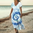 thumbnail image 1 of Vestido Informal de Verano Para Mujer, Con Escote En V, Manga Corta, Estampado, Holgado, Para Playa, Largo y Ligero, 2024, 1 of 3