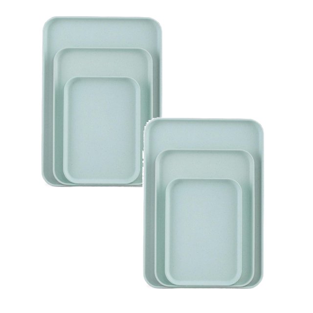 Oleegame 2PC Picnic Trays For Food Birch Multi Use Large Capacity Serving Tray Plastic Practical Food Grade Storage Tray For Home Anti Deformed Shockproof A Green