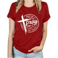 thumbnail image 2 of OKBOP Womens Tops Red Short Sleeve Quotes Crucifix Crew Neck T-Shirts Womens Shirts, 2 of 4