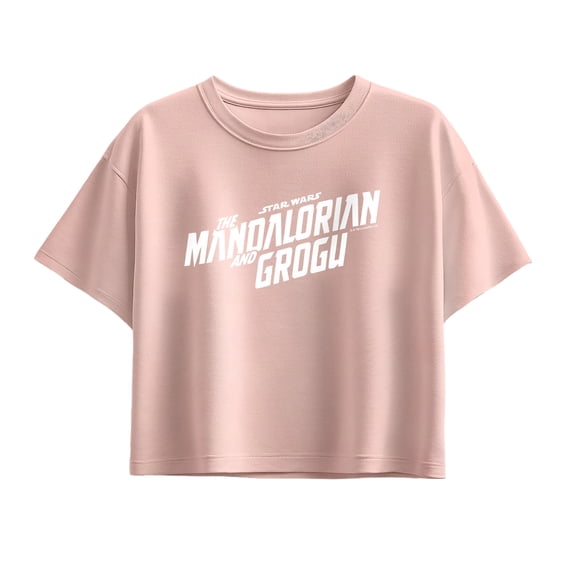 The Mandalorian And Grogu - White Movie Logo - Youth Girls Boxy T-Shirt