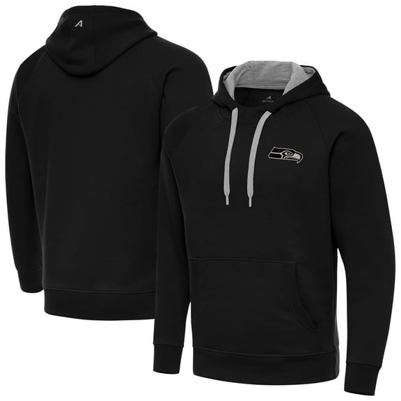 Men's Antigua Black Seattle Seahawks Brushed Carbon Victory Pullover Hoodie