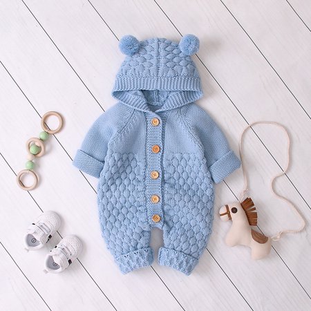 

Hunpta Warm Boy Baby Jumpsuit Infant Girl Outwear Knit Winter Coat Hooded Boys Coat&jacket