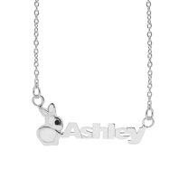 Personalized Children's Name Necklace with Pink or White Enamel on Bunny Motif