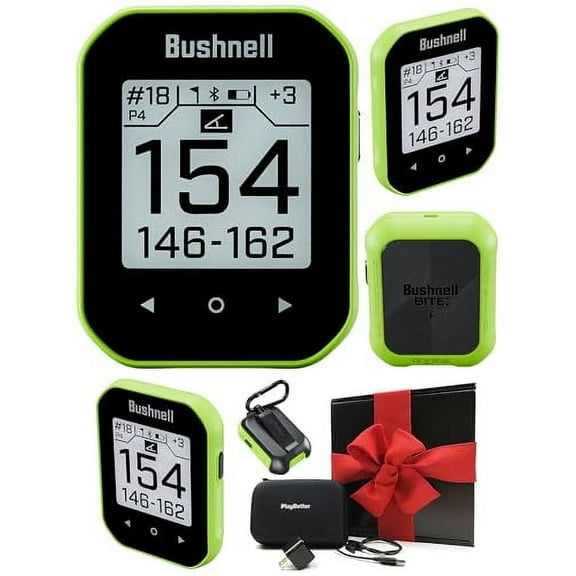 Bushnell Phantom 3 (Green) Slope Golf GPS Handheld Gift Box Bundle - Touchscreen, Auto Course, Hole Recognition & Auto-Prompt Score Entry with PlayBetter Wall Adapter & Protective Case
