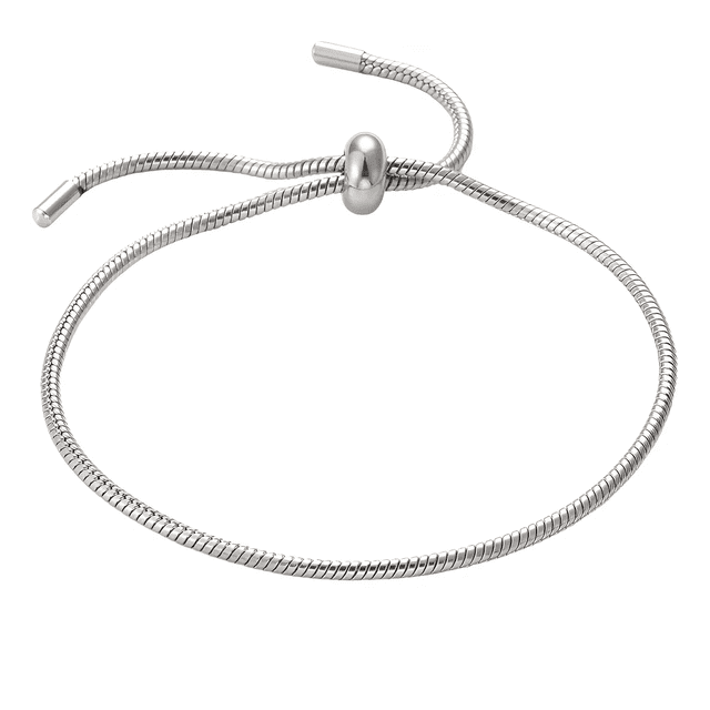 Pulsera Acero Inoxidable De Serpiente Deslizante Ajustable Xtellar plateado