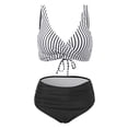 thumbnail image 5 of XIYON Bikini Sets For Women Retro Striped High Waisted Bathing Suit Racerback Bikini Swimsuits Beach Vacation Clothes, 5 of 9