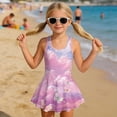 thumbnail image 6 of FOR U DESIGNS Girls' Sleeveless One-Piece Swimsuit Comfortable Hawaiian Swimwear with Skirt Modest Beach Swim Dress, Butterfly Cloud Sea, 6 of 7