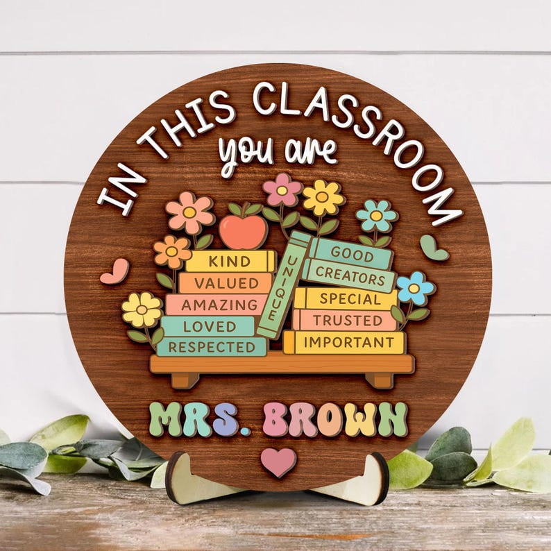 Personalized Teacher Door Hanger – Custom Classroom Welcome Sign, Back to School Gift, Teacher Decor & Classroom Holiday Decoration