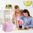 thumbnail image 2 of Cute Corduroy Lunch Bag for Women Men, Insulated Lunch Box Tote Bag Reusable Leakproof Bento Cooler Bag for Office Work Picnic Travel (Purple Flowers), 2 of 7