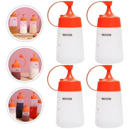 LEORX 4Pcs Portable Syrup Squeeze Bottles Reusable Food Storage Assorted Color Households Lunch