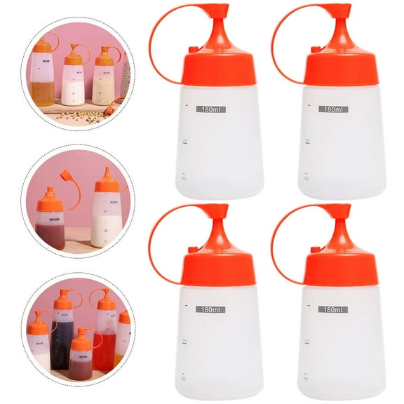 LEORX 4Pcs Portable Syrup Squeeze Bottles Reusable Food Storage Assorted Color Households Lunch