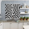 thumbnail image 4 of Lattice Deformation Black White Block Curtain Home Decoration Living Room Short Curtains Window Treatments For Kitchen Bedroom, 4 of 6
