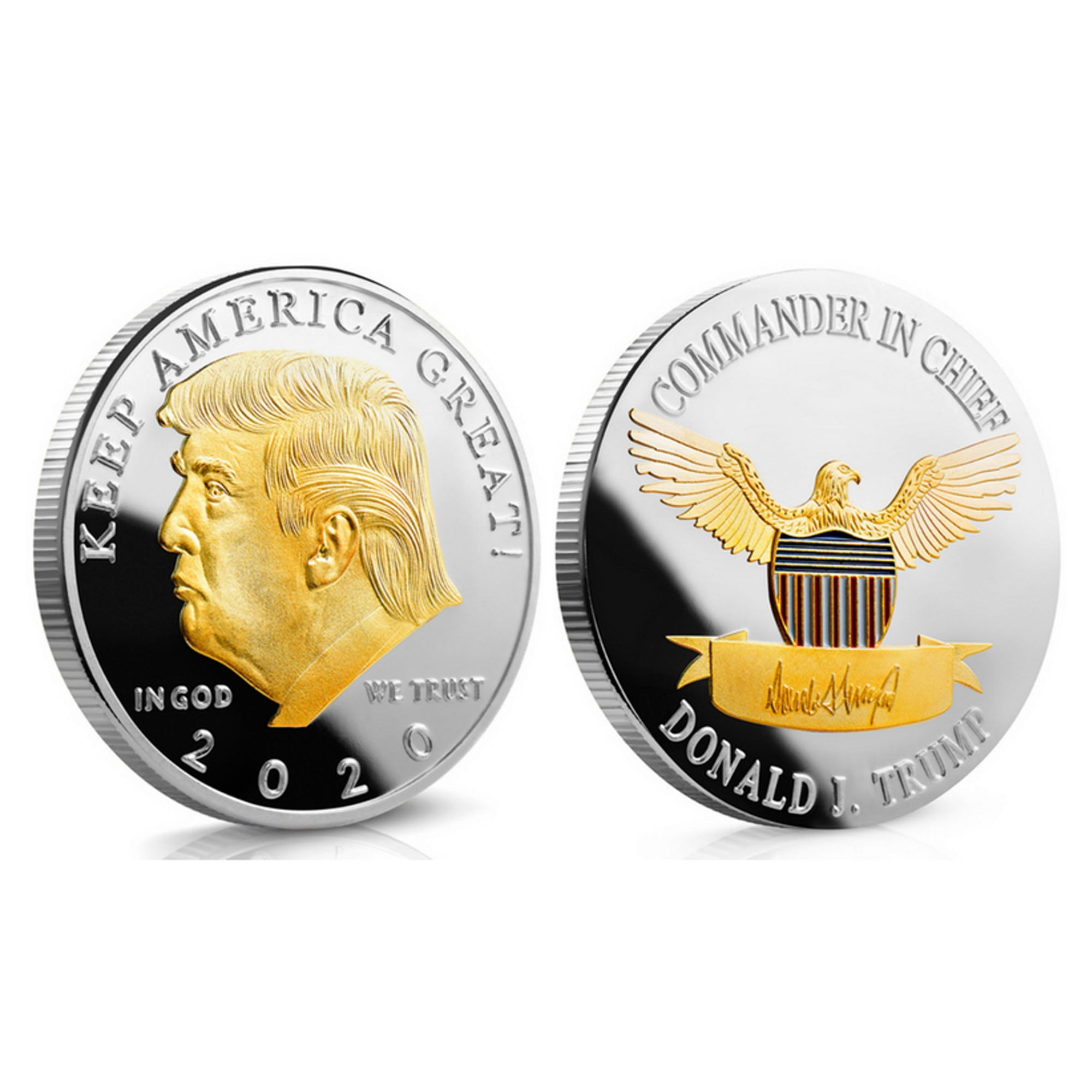 20Pcs 2020 President Donald Trump Gold&Silver Plated EAGLE Commemorative Coin LN
