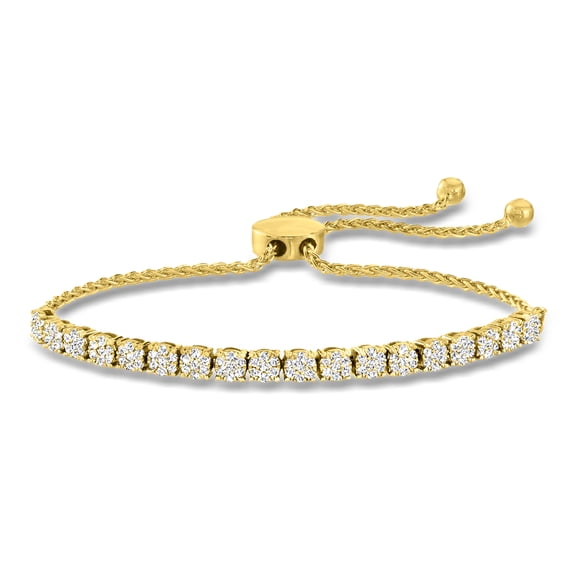Ross-Simons 1.00 ct. t.w. Diamond Cluster Bolo Bracelet in 18kt Gold Over Sterling, Women's, Adult