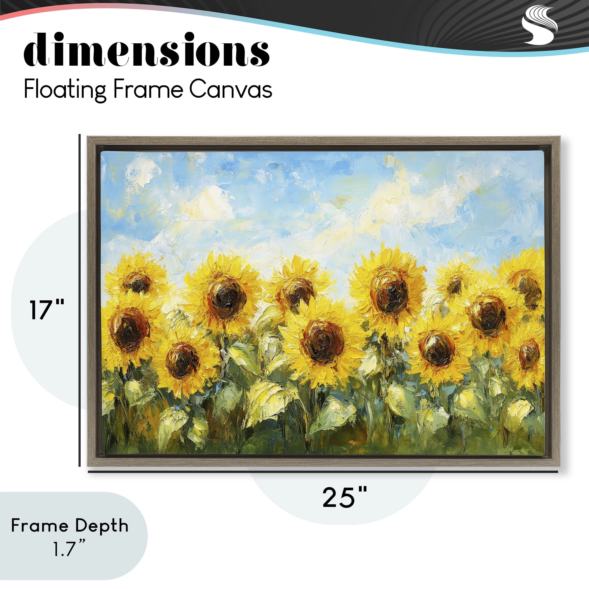Stupell Industries Impressionist Sunflowers Horizon Brown Framed Floater Canvas Wall Art, design by Petal Prints Design