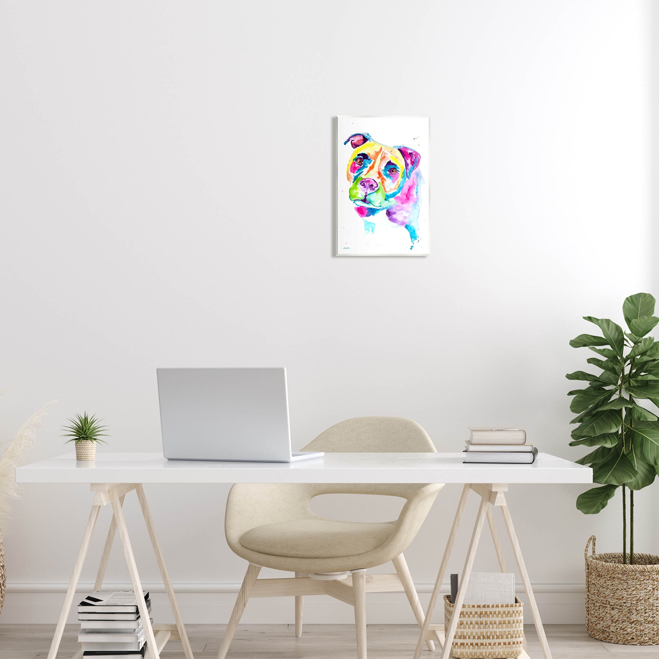 Pit Bull Casual Watercolor Style Animals & Insects Graphic Art Unframed Art Print Wall Art