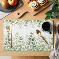 thumbnail image 2 of Light Green Eucalyptus Leaves Placemats Set of 6, Watercolor Spring Summer Botanical Placemats for Dining Table, Place Mats for Kitchen Tabletop, Waterproof Wipeable Dining Table Mats Set, 2 of 9