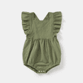 thumbnail image 5 of PatPat Mother's Day 100% Cotton Ribbed and Solid Splicing Sleeveless Belted Romper for Mom and Me, Baby Girl Rompers, 5 of 9